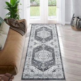 RUGSREAL Boho Washable Runner Rug 2x6 Washable Long Hallway Rug Runner Kitchen Mat Floral Carpet Runner Non-Slip Non-Shedding Foldable Entry Throw Area Rug for Living Room Bedroom