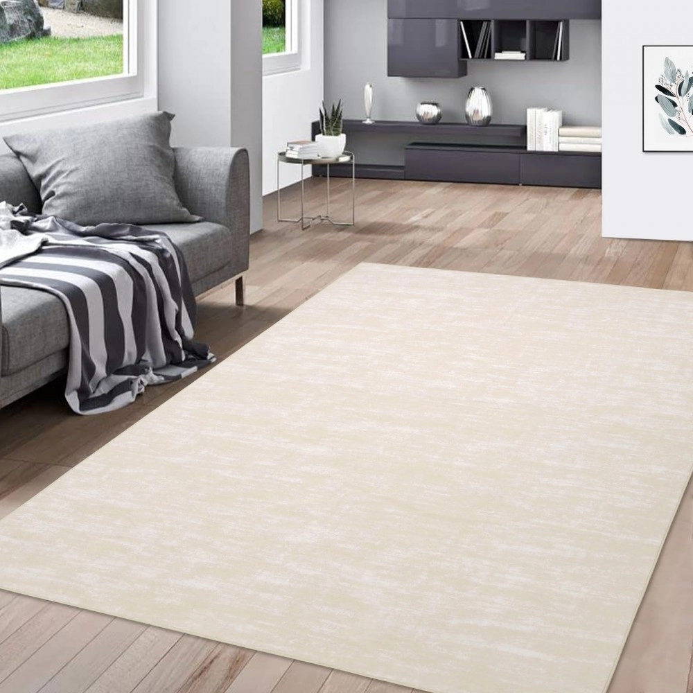 RUGSREAL Machine Washable 9 x 12 Area Rug Non-Slip Indoor Area Rug Modern Solid Area Rug Large Contemporary Area Rug for Bedroom Living Room, 9' x 12' Cream-White