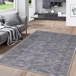 RUGSREAL Large Solid Machine Washable Area Rug Non-Slip Low-Pile Modern Area Rug Contemporary Indoor Area Rug Home Office Throw Carpet for Living Room Bedroom, 8' x 10' Grey