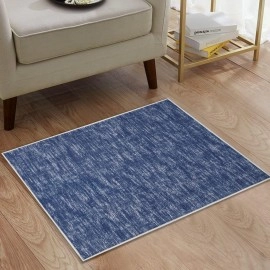 RUGSREAL Small Contemporary Area Rug Modern Solid Indoor Throw Carpe Machine Washable Non-Slip Low-Pile Area Rug for Living Room Bedroom Laundry, 2' x 3' Blue