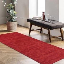 RUGSREAL Solid Kitchen Runner Rug 2x6 Long Hallway Runner Rug Contemporary Area Rug Machine Washable Floor Cover Modern Runenr Rug for Living Room Bedroom, Red
