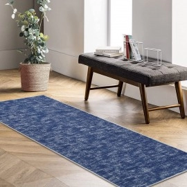 RUGSREAL Solid Runner Rug Machine Washable Ktichen Runner Rug 2x6 Long Hallway Runner Rug Modern Indoor Runner Rug for Living Room Bedroom Laundry, 2' x 6' Blue