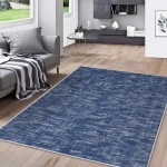 RUGSREAL Large Solid Machine Washable Area Rug Non-Slip Low-Pile Modern Area Rug Contemporary Indoor Area Rug Home Office Throw Carpet for Living Room Bedroom, 8' x 10' Blue