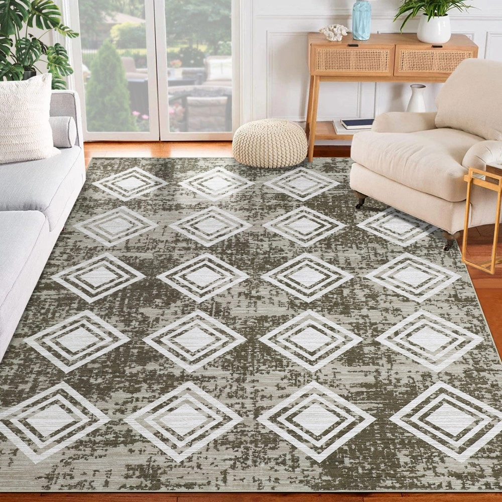 RUGSREAL Washable Area Rug 9x12 Large Moroccan Rug Geometric Modern Area Rug, Stain-Resistant Non Shedding Rug Living Room Bedroom Soft Accent Rug Farmhouse Office Home Decor Brown RUGSREAL Washable Area Rug 9x12 Large Moroccan Rug Geometric Modern Area Rug, Stain-Resistant Non Shedding Rug Living Room Bedroom Soft Accent Rug Farmhouse Office Home Decor Brown