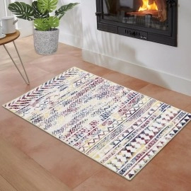 RUGSREAL Small Boho Area Rug Indoor Throw Non-Slip Carpet Machine Washable Small Rug Mat Geometric Area Rug for Entryway Hallway Laundry, 2' x 4'