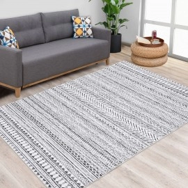 RUGSREAL 5 x 7 Machine Washable Area Rug Boho Geometric Area Rug Farmhouse Non-Slip Stain Resistant Modern Rug for Living Room Home Office, 5' x 7'