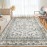 RUGSREAL Washable Area Rug 9x12 Large Rugs Border Floral Rug Bohemian Vintage Rug Paisley Floral Carpet Stain-Resistant Rug Farmhouse Rugs Living Room Bedroom Dining Home Office